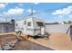 Backyard featuring a trailer and gravel at 2812 W Heatherbrae Dr, Phoenix, AZ 85017