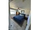 Comfortable main bedroom featuring a blue upholstered bed frame, wooden dresser, and soft natural lighting at 3031 S Los Altos --, Mesa, AZ 85202