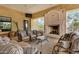 Cozy outdoor fireplace with comfortable seating, perfect for entertaining guests at 1752 N Harper --, Mesa, AZ 85207