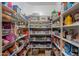 Fully stocked walk-in pantry with organized shelves, baskets, and a variety of food items at 20867 N Grantham Rd, Maricopa, AZ 85138