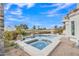 Beautiful pool and spa with picturesque golf course views beyond at 2158 W Peninsula Cir, Chandler, AZ 85248