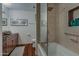 Modern bathroom featuring a shower-tub combo and a vanity with stylish finishes at 7147 E Rancho Vista Dr # 4007, Scottsdale, AZ 85251