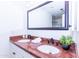 Bathroom with double sinks, granite countertops, and modern fixtures at 9740 E Gold Dust Ave, Scottsdale, AZ 85258