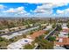 Overhead view of the neighborhood showcasing well-maintained homes with mature trees along tree-lined streets at 13640 N Del Webb Blvd, Sun City, AZ 85351