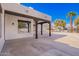 Covered patio with stained beams, concrete floor, and view of the backyard at 22236 E Nacoma --, Queen Creek, AZ 85142