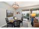 Cozy dining area with a stylish chandelier and views of the patio, perfect for intimate meals and gatherings at 5140 E Desert Forest Trl, Cave Creek, AZ 85331