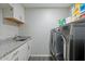 Efficient laundry room with modern washer and dryer, granite countertop and ample cabinet space at 8813 S 51St St # 3, Phoenix, AZ 85044