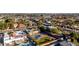 A high angle shows a sprawling neighborhood featuring numerous homes, pools and lush green landscaping at 12222 S Appaloosa Dr, Phoenix, AZ 85044