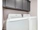 This laundry room has LG washer dryer and cabinets for storing your laundry detergent and dryer sheets at 1565 E 10Th St, Casa Grande, AZ 85122