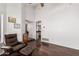 Inviting living room featuring hardwood floors, a ceiling fan, and neutral walls at 3238 E Ashurst Dr, Phoenix, AZ 85048