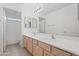 The bathroom features a double sink vanity with tiled floors and a separate room for the toilet and shower at 4625 E Thorn Tree Dr, Cave Creek, AZ 85331