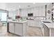 Modern kitchen with white cabinets, a center island, stainless steel appliances, and elegant countertops at 5110 S Sandstone St, Gilbert, AZ 85298