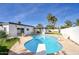 Inviting pool with diving board, surrounded by a stone patio and lush landscaping, perfect for outdoor entertaining at 6325 N 83Rd Pl, Scottsdale, AZ 85250