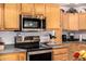 Close-up view of a kitchen with stainless steel appliances and wooden cabinetry at 10846 W Crosby Dr, Sun City, AZ 85351