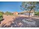 Expansive backyard with desert landscaping, lawn, mature trees, and a patio area for relaxing and entertaining at 21614 N 138Th Ave, Sun City West, AZ 85375