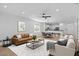 Inviting living room features modern decor, with an open layout to the kitchen and dining area at 3746 E Vallejo Dr, Gilbert, AZ 85298