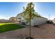 Backyard with rock landscaping, artificial turf, and a young tree at 3923 S 244Th Dr, Buckeye, AZ 85326