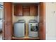 Convenient laundry room with washer, dryer, and storage cabinets at 4931 N Woodmere Fairway -- # 1001, Scottsdale, AZ 85251