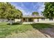 Charming backyard featuring mature trees and a covered patio, perfect for relaxation at 9813 W Pleasant Valley Rd, Sun City, AZ 85351