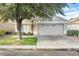 Charming single-story home featuring a two-car garage and a well-maintained front yard with mature trees at 17132 N Silver Path, Surprise, AZ 85374