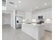 Modern kitchen with white cabinets, stainless steel appliances, and center island at 17731 W Hatcher Rd, Waddell, AZ 85355