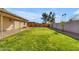 Green grass lawn in the backyard is bordered by a wood fence and block wall at 2447 E La Jolla Dr, Tempe, AZ 85282
