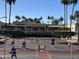 Active community pickleball courts, surrounded by palm trees and well-maintained landscaping at 9809 W Wescott Dr, Peoria, AZ 85382