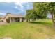 Spacious backyard featuring mature trees and a covered patio, ideal for relaxation and outdoor entertaining at 13026 W Peach Blossom Dr, Sun City West, AZ 85375