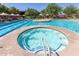 Relaxing community hot tub with sparkling water, surrounded by a pool and manicured landscaping at 22206 N 36Th Way, Phoenix, AZ 85050