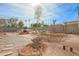 A view of the backyard showing a yard that needs care and block wall at 2237 E Windsor Ave, Phoenix, AZ 85006