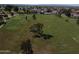 An aerial view of the community golf course with mature shade trees and manicured fairways at 25236 S Lakeway Dr, Sun Lakes, AZ 85248