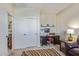 Functional home office featuring carpet, natural light, and a built-in desk at 2662 S Springwood Blvd # 461, Mesa, AZ 85209