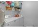 Efficient laundry room with a washing machine, dryer, and ample shelving for storage and supplies at 12050 N Panorama Dr # 107, Fountain Hills, AZ 85268