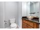 Elegant powder room features a granite countertop and a decorative bowl sink at 1407 E Artemis Trl, San Tan Valley, AZ 85140