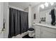 Cozy bathroom featuring shower-tub combo, granite vanity, and neutral decor at 19700 N 76Th St # 2044, Scottsdale, AZ 85255
