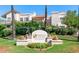 Inviting entrance to Cabrillo Square, with a well-manicured garden and clear signage for the community at 7800 E Lincoln Dr # 1104, Scottsdale, AZ 85250