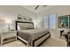 Primary bedroom featuring neutral colors, side tables with lamps, and a window with shutters at 31709 N 16Th Ave, Phoenix, AZ 85085