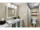 Charming bathroom with a modern vanity, ample lighting, and a shower with a curtain at 4203 N 36Th St # 23, Phoenix, AZ 85018