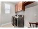 Laundry room featuring a window, side-by-side washer and dryer, and storage cabinets at 5550 N Luna Dr, Eloy, AZ 85131