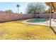 Backyard with oval pool, block wall, and some patio space at 1926 E El Moro Ave, Mesa, AZ 85204