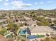 Beautiful backyard pool, spa, sport court, and artificial turf in a neighborhood setting with mountain views at 21432 N 77Th Pl, Scottsdale, AZ 85255