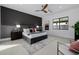 Bedroom with an accent wall and contemporary decor at 2642 N Fiesta St, Scottsdale, AZ 85257