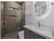 Stylish bathroom featuring modern fixtures, glass shower, and sleek vanity at 2643 N Fiesta St, Scottsdale, AZ 85257