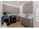 Well-equipped laundry room with modern washer and dryer, stylish cabinets and ample storage at 2643 N Fiesta St, Scottsdale, AZ 85257