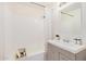 A bathroom with a shower and a neutral vanity at 3034 W San Miguel Ave, Phoenix, AZ 85017