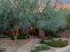 Charming front entrance with stone path, desert landscaping, and a cozy bench, creating a warm welcome at 8008 N 66Th St, Paradise Valley, AZ 85253