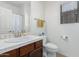 Bright bathroom with single sink, tiled counter, white toilet, and window with natural light at 10212 W Wier Ave, Tolleson, AZ 85353