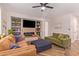 Comfortable living room with herringbone floors, built-in shelving, fireplace and two sofas at 119 W Leatherwood Ave, San Tan Valley, AZ 85140