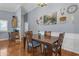 Dining room with hardwood floors, wainscotting, chandelier and vaulted ceiling at 1840 N Brighton Cir, Mesa, AZ 85207