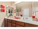 Bright bathroom featuring double sinks, modern fixtures, and a large mirror providing ample space at 29247 N Bauxite Ln, San Tan Valley, AZ 85143